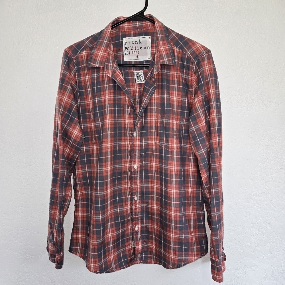 Frank & Eileen Women's 100% cotton Plaid Button-down shirt size L